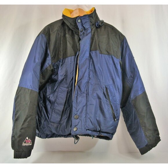Tommy Hilfiger Expedition Outdoors Spell Out Flag Puffer Jacket 90s Mens Med Vtg - Picture 1 of 12